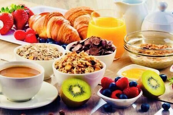 Delicious breakfast with fresh ingredients