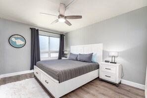 King bed with Split AC, smart TV