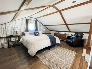 The master bedroom loft with the King size bed pictured
