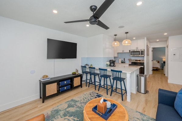 Perfectly paired: TV and console table, setting the vibe for the living area.