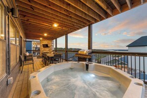 Soak in the hot tub with a view of Table Rock Lake!