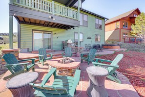Outdoor Entertainment Area | Gas Fire Pit & Grill | Hot Tub | Mountain Views
