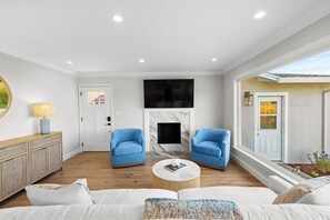 Cozy sitting area with fireplace