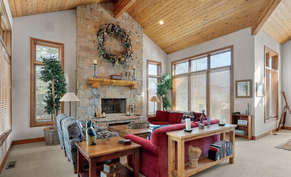 Step into this luxurious mountain retreat, where comfort meets elegance.