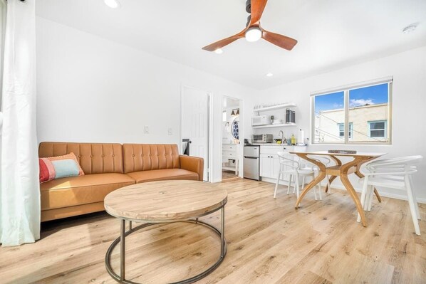 An inviting living room, perfect for unwinding after a beach day
