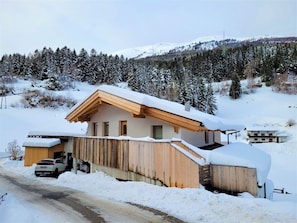 Snow, Sky, Building, Window, Tree, House, Plant, Slope, Mountain, Larch