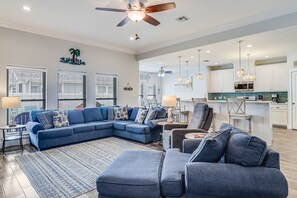 Living Area - Flowing kitchen, dining, and living area