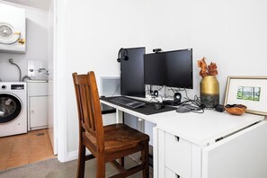  Those needing to work or study during their stay can make use of a dedicated workspace. 