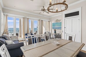 Dining with a VIEW! Seating for 10 in the Dining Room/Kitchen + seating for 4 at the dining table on the covered balcony