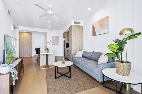 Spacious and elegant living area for the guests to relax