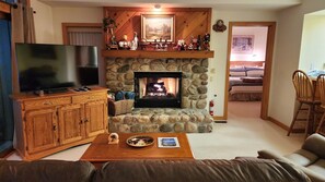 Cozy Gas Fireplace and New Smart TV
