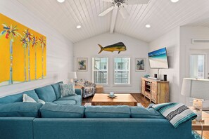Immerse yourself in comfort with a sleeper sofa, Smart TV, and Balcony in the open living area
