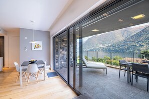 Lake view living inside and out-Bellavista Lagoon B by Italian Apartments.