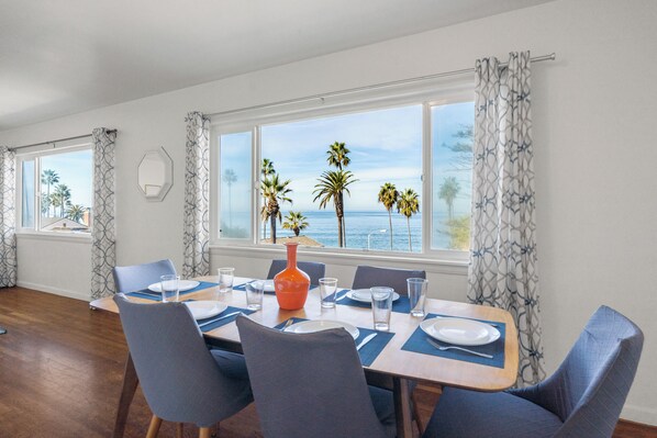 Beautiful views from the dining table set for 6