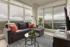 Sofa converts into a bed for 2 more guests  