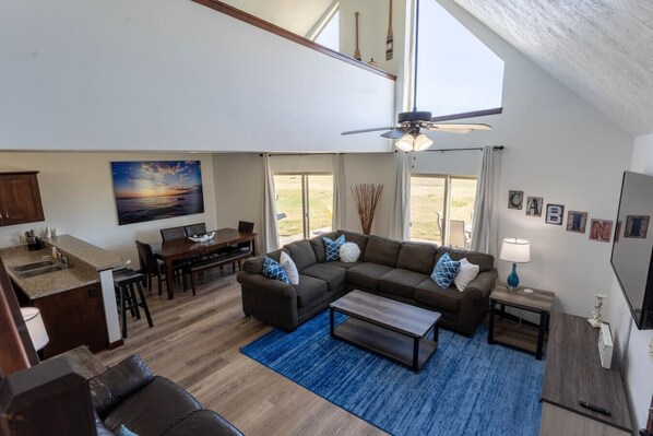 Living and Dining Room with Open Loft