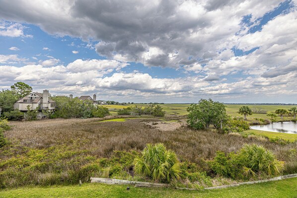 The stunning marsh view from the balcony is one of the highlights of the rental.