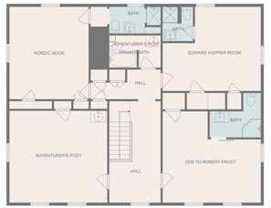 Layout of the 4 bedrooms and 4 baths