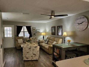 View of living area from front entry way