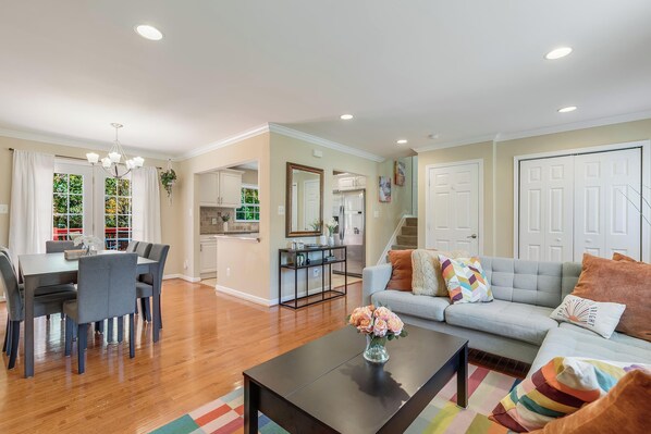Living room and dining room.