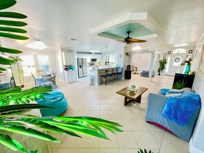 Our fully stocked, Spacious, clean living room awaits you.