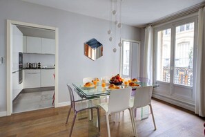 The open-plan living and dining area
