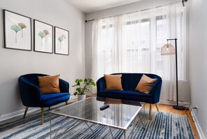 Spacious living room with abundant natural light