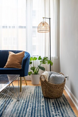 Spacious living room with abundant natural light