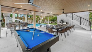 Covered Pool Area - Lounge Area - Billiards -  (2) Large HDTV's