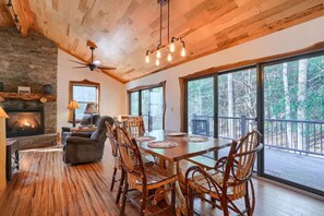Dining area with custom made dining table and chairs