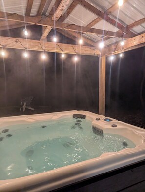 The hot tub at night