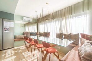 Indoor dining room (seats 14 people)
