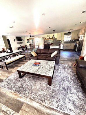 Family room: open to dining, kitchen, breakfast area and multipurpose work space