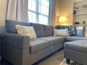 Tons of natural light and lamps so you can choose the vibe