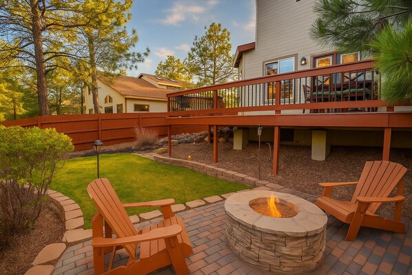 Cozy up around the fire and let the night stretch o