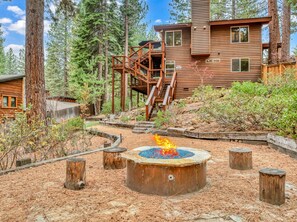 Exterior: Fire pit, large outdoor seating
