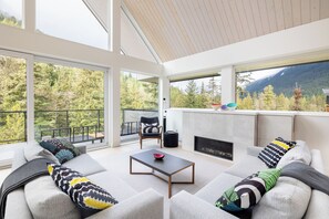 Living Area with gas fireplace and mountain views