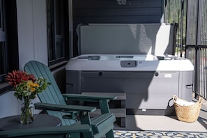 Hot tub Located on the patio 