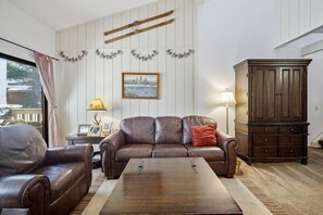 Comfortable leather furniture and natural light