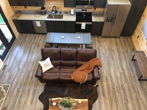 View from loft.
Full size kitchen appliances