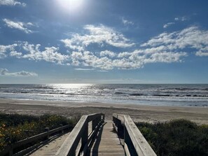 Walking and Golf Cart Bridge over the dunes to the Gulf