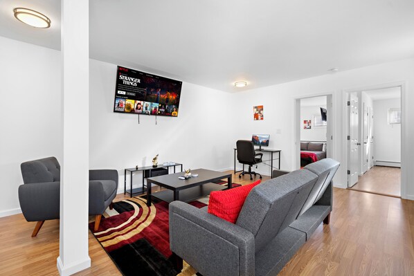 Living Room with Office Area
