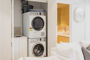 Full laundry facilities including washer and dryer
