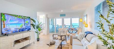 Bright, airy interior and decor.