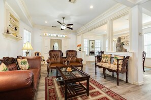 Spacious living area with seating for the whole family