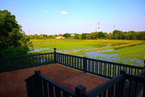 huge balcony with view on ricefield