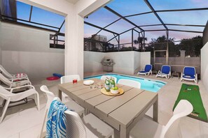 Private Pool & Patio at Twilight