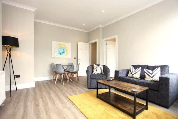 Comfortable living room with stylish fittings