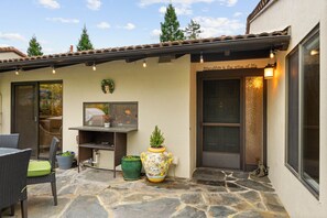 An inviting patio entrance that radiates warmth and charm