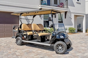 Free 6-Seat street legal golf cart during your stay